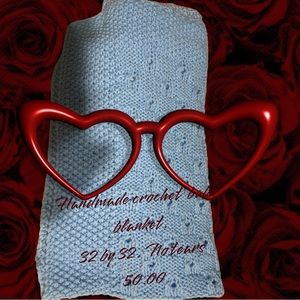 Handmade crochet baby blanket blue